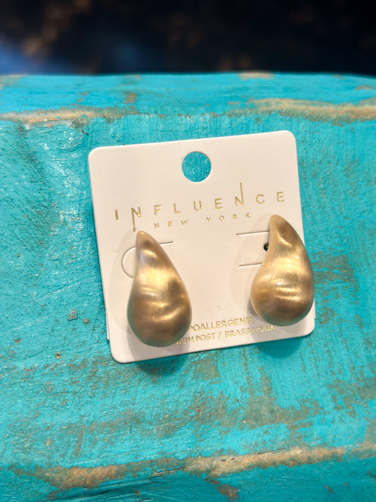 Brushed Gold Teardrop Earrings