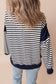 White Stripe Color Block Exposed Seam Loose Fit Sweatshirt