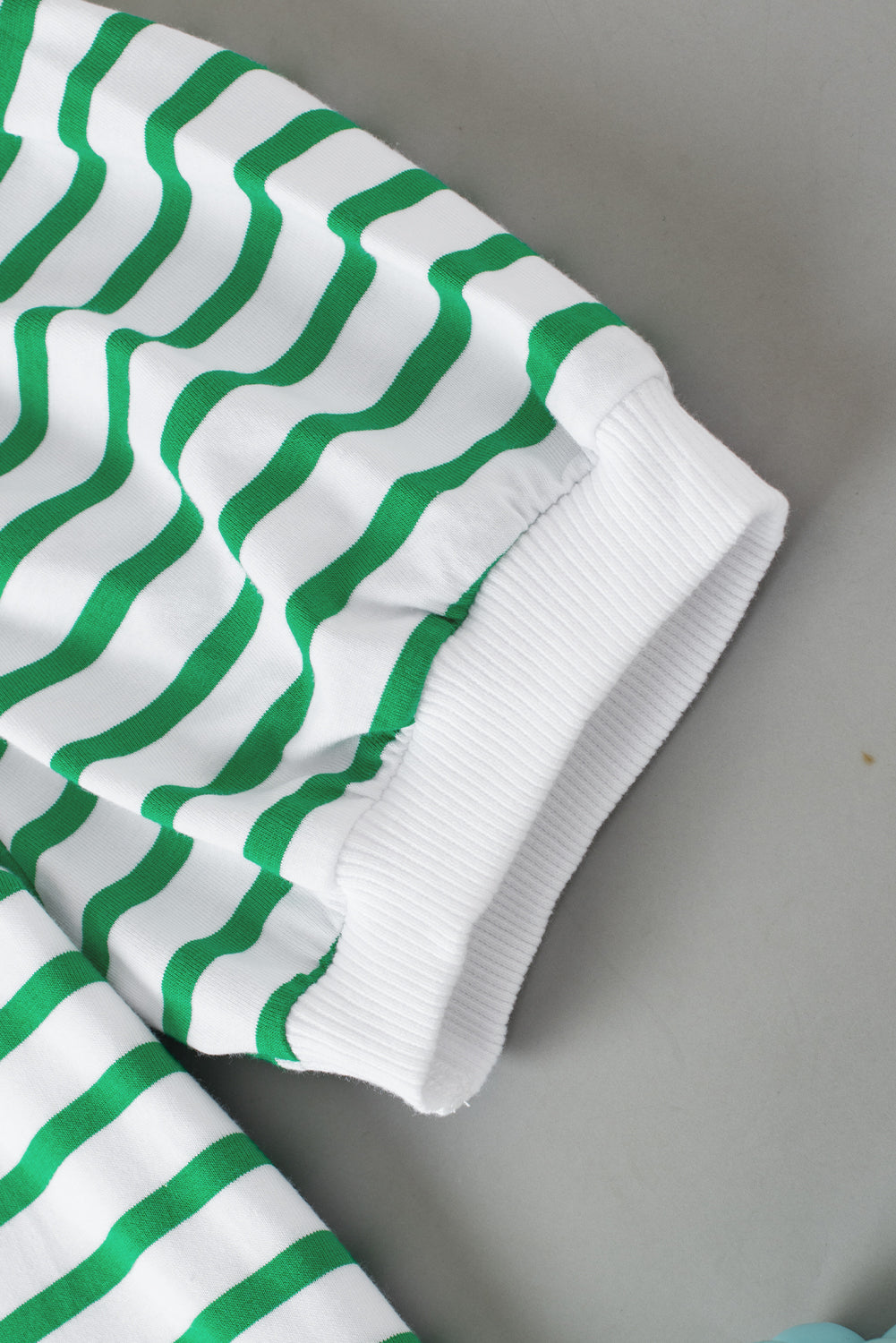 Green Stripe Puff Sleeve Elegant T-shirt