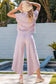 Pink Stripe Rainbow Tee Tasseled String Wide Leg Pants Set