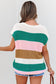 Multicolour Color Block Notch V Neck Sweater T Shirt