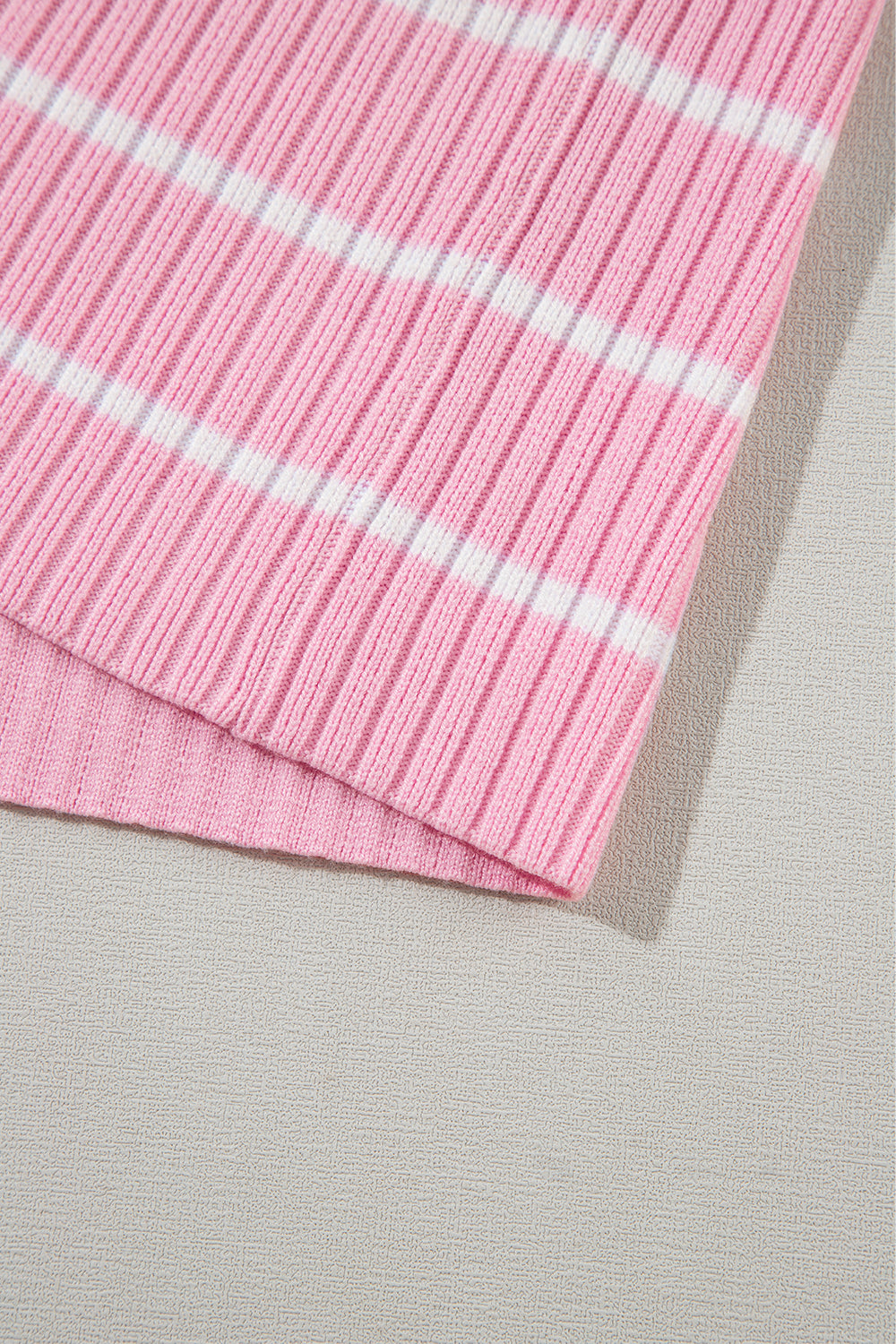 Pink Stripe Ribbed Loose Plus T Shirt