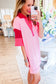 Pink Stripe Colorblock Patchwork Short Sleeve T Shirt Dress