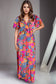 Printed Surplice Short Sleeve Maxi Dress