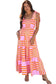 Pink Boho Gingham Tied Straps Smocked Maxi Dress