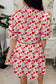Red Floral Puff Sleeve Tiered Ric Rac Pocketed Mini Dress