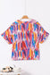 Multicolour Whimsical Feather Print V Neck Blouse