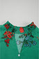 Bright Green Floral Print Buttoned V Neck Short Sleeve Blouse