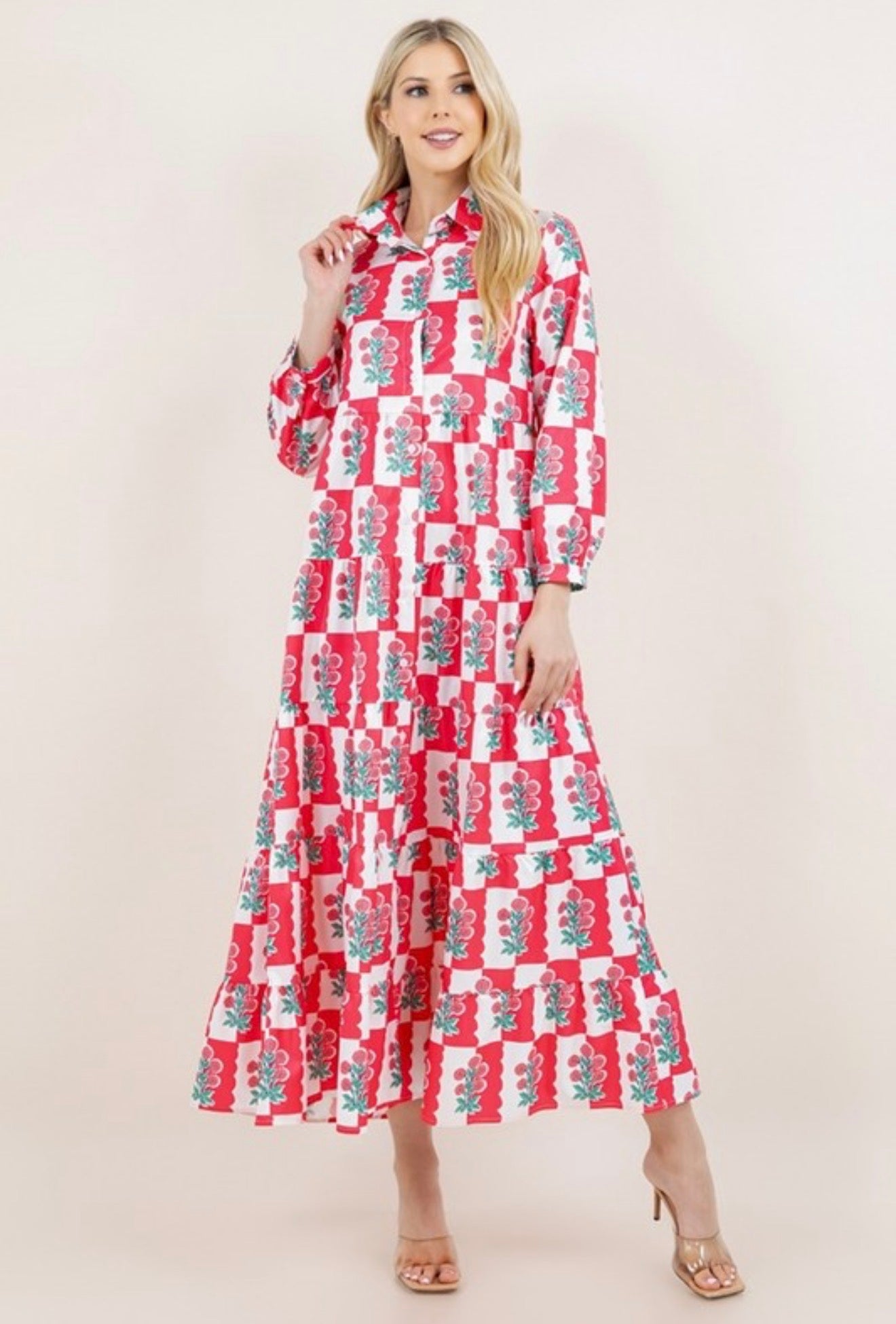 Scarlet Bloom Midi Dress