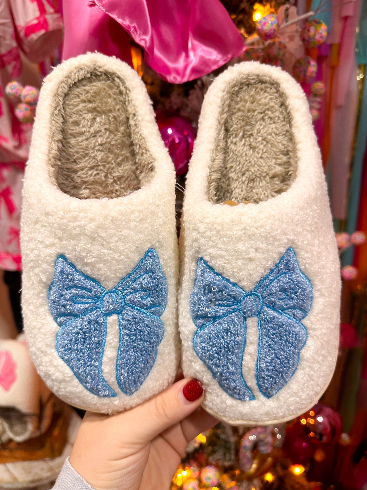 Blue Bow Slippers