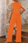 Orange Textured Tank Top and Wide Leg Pants Set