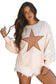 Apricot Studded Star Graphic Oversized Long Sleeve Top