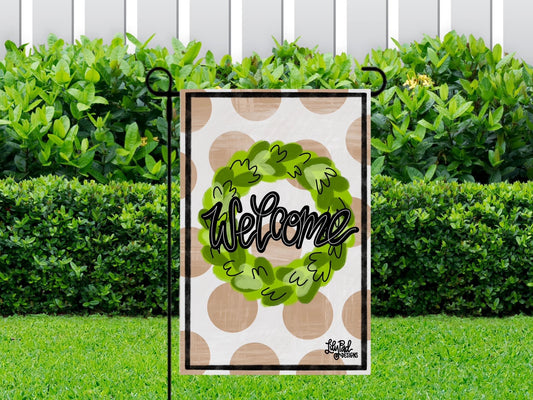 Welcome Dotted Garden Flag