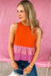 Orange Colorblock Tiered Hem Tank Top