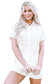 White Textured Stripes Short Sleeve Shirts and Shorts Set