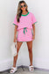 Bonbon Colorblock Edge Drop Shoulder T Shirt and Skort 2Pcs Set