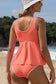 Fresh Salmon Contrast Trim Ruffled Peplum Top Tankini Swimsuit