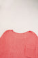 Fresh Salmon Rolled Cuffs Loose Knit Tee with Slits