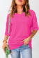 Rose Red Longline Short Sleeve Side Slit