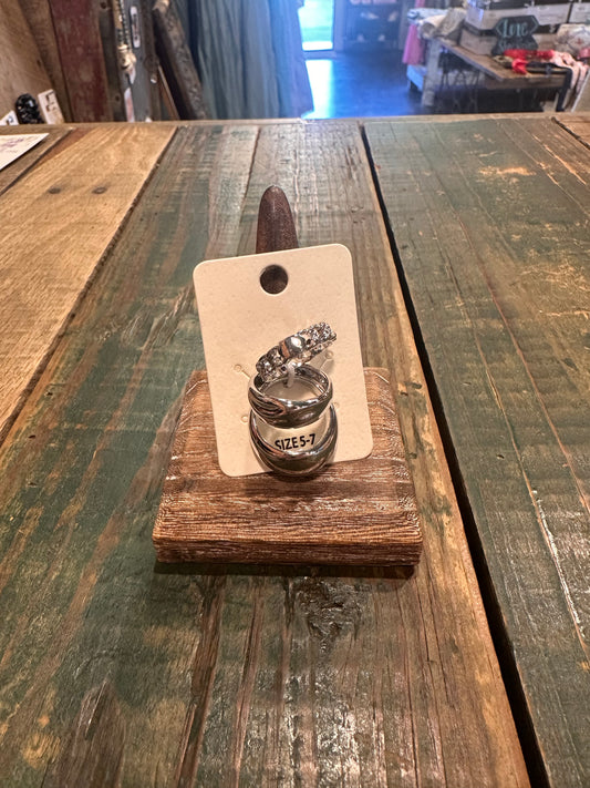 Silver Dome Ring set