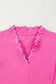 Bright Pink Contrast Scallop Trim Layered Short Sleeve V Neck Blouse
