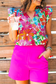 Multicolour Floral Flutter Sleeve Notched V Neck Blouse