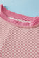 Light Pink Textured Contrast Trim Round Neck T Shirt