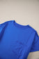 Blue Patched Pocket Exposed Seam Oversize T-shirt