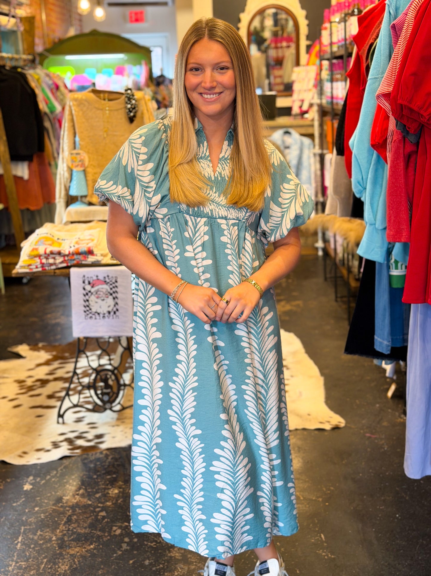 Annette Puff Sleeve Midi Dress