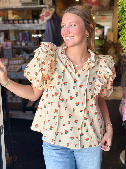 Posie Floral Ruffle Top