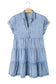 Beau Blue Acid Wash V Neck Tiered Denim Dress