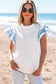 White Embroidered Ruffled Sleeve Frilled Collar Blouse