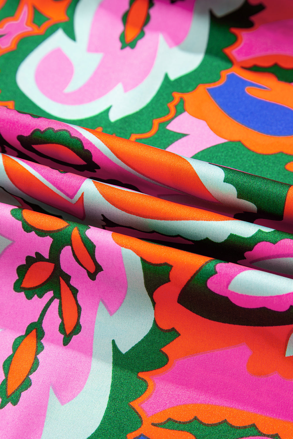 Rose Summer Plant Print Lace up V Neck Short Sleeve Blouse