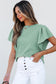 Moonlight Jade Solid Color Textured Flutter Sleeve Top