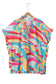 Multicolour Printed Frilled Batwing Sleeve Oversized T Shirt