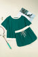 Evergreen Plus Size Contrast Trim T Shirt and Skirt Two Piece Set