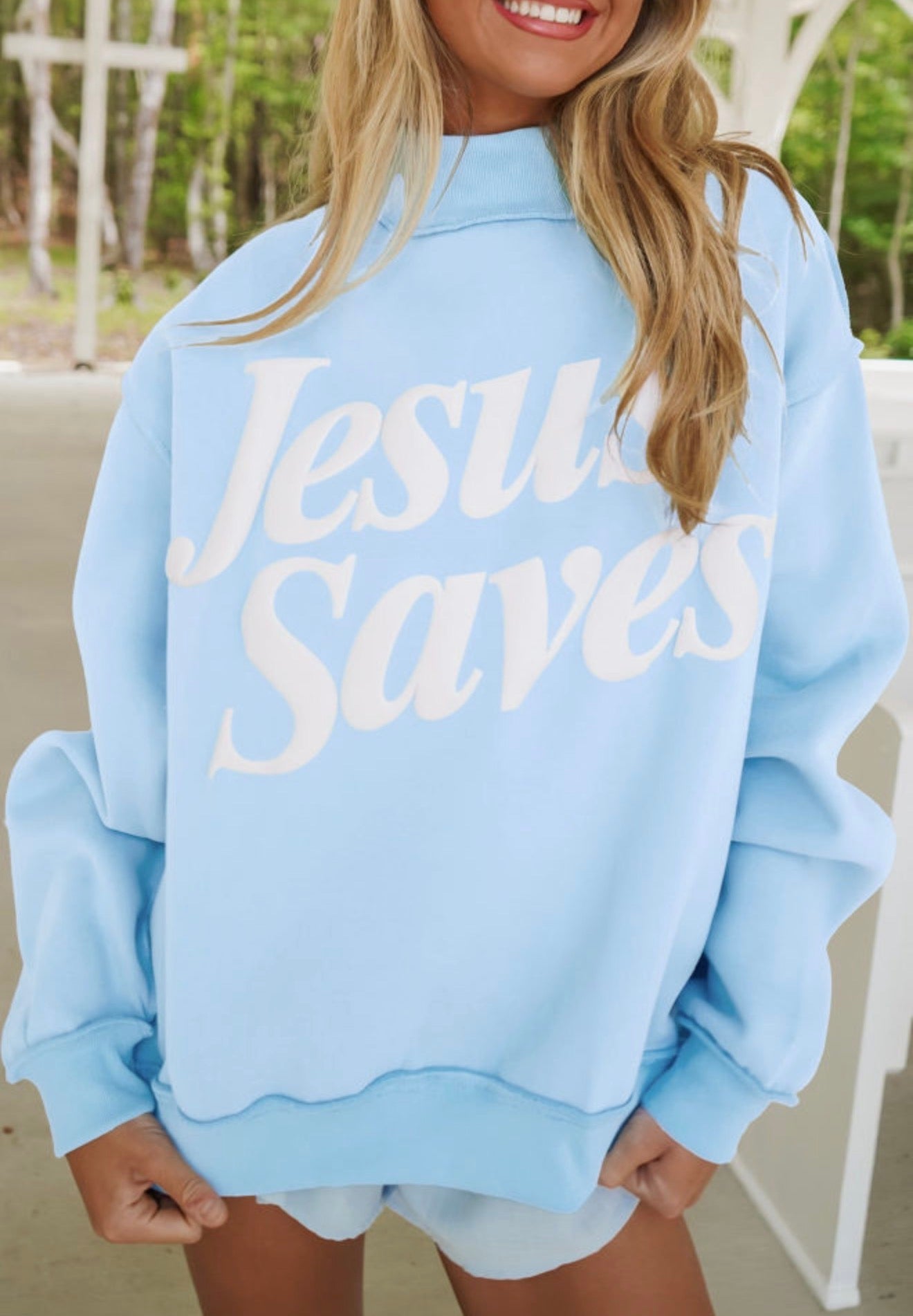 Jesus Saves Mock Neck Sweatshirt