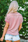 Pink Textured Colorblock Crew Neck T Shirt