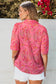 Rose Red Floral Print Wide Short Sleeve Loose Shirt
