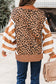 Khaki Stripe Color Block Patchwork Leopard Casual Sweatshirt with Slits
