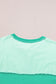 Bright Green Contrast Color Patchwork Half Button T Shirt