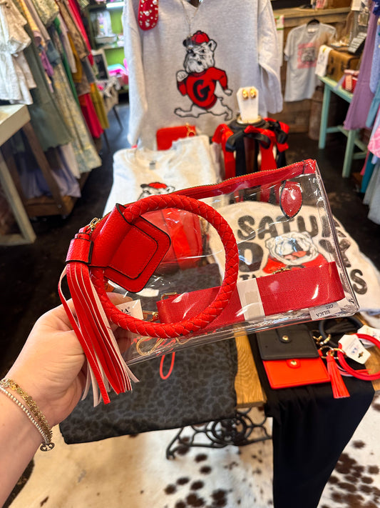 Cassie Clear Clutch (Red)