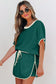 Evergreen Colorblock Edge Drop Shoulder T Shirt and Skort 2Pcs Set