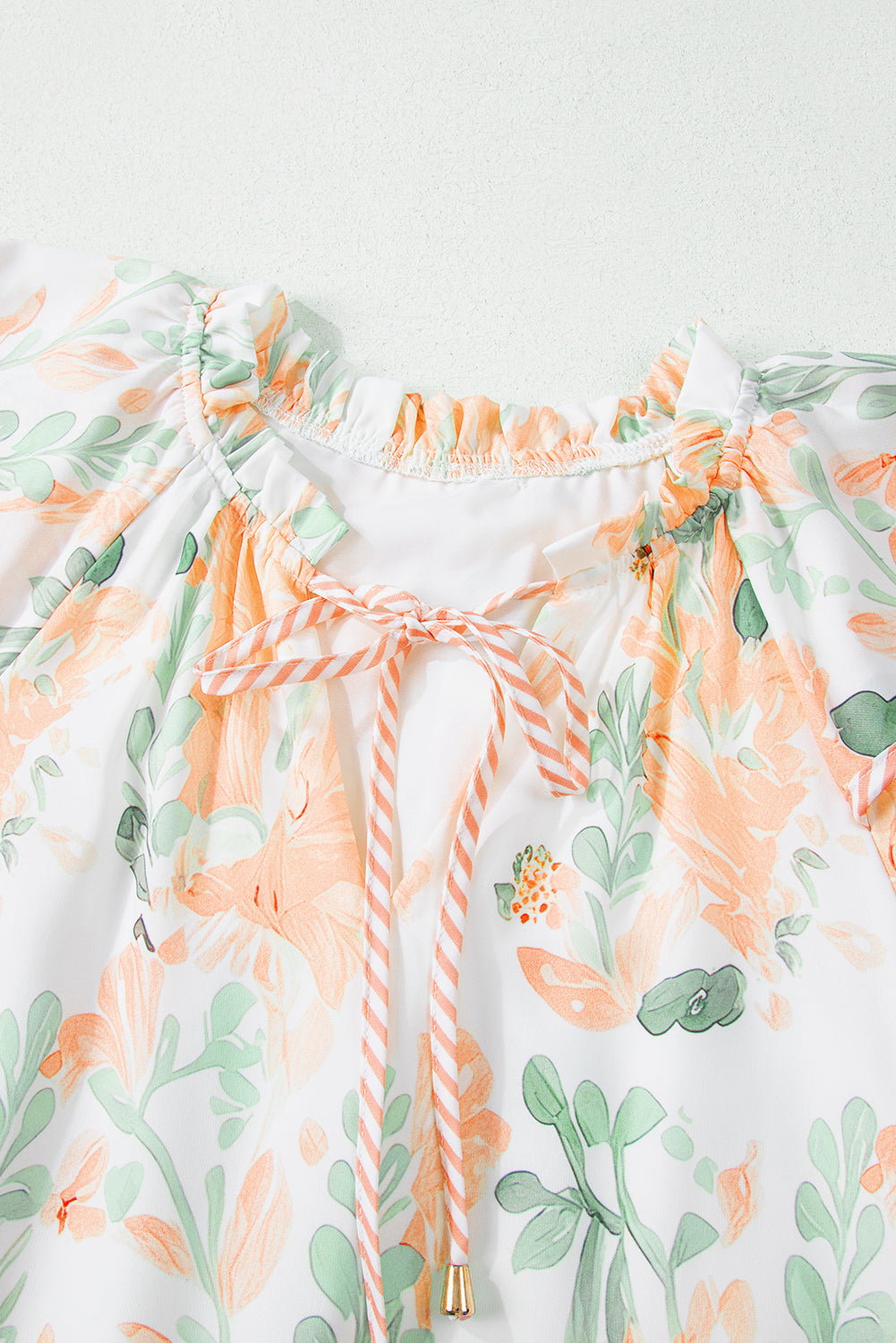 Orange Floral Contrast Edge Layered Short Sleeve Mini Dress