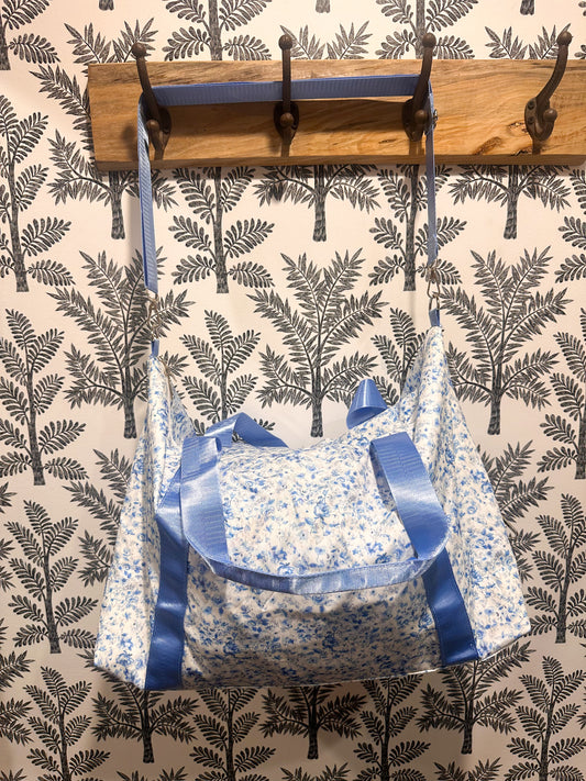 Dainty Blue Floral Duffel Bag