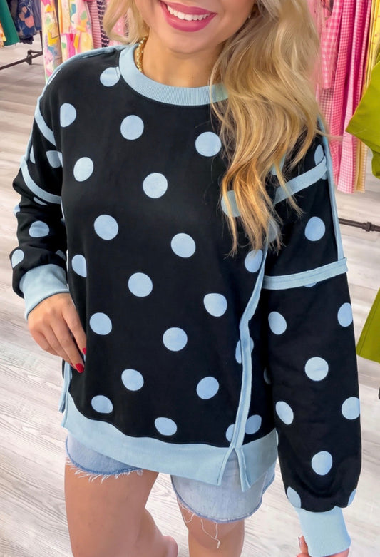 Black & Blue Polka Dot Sweatshirt