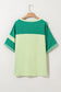 Green Stripe Patchwork Colorblock Plus Size T Shirt