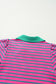 Pink Stripe Collared V Neck Puff Sleeve T Shirt Dress