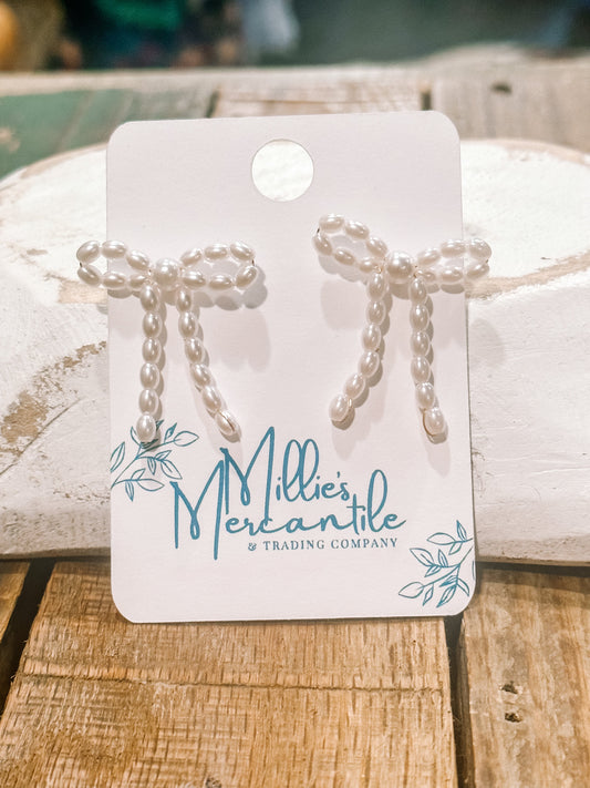 Pearly Bow Earrings