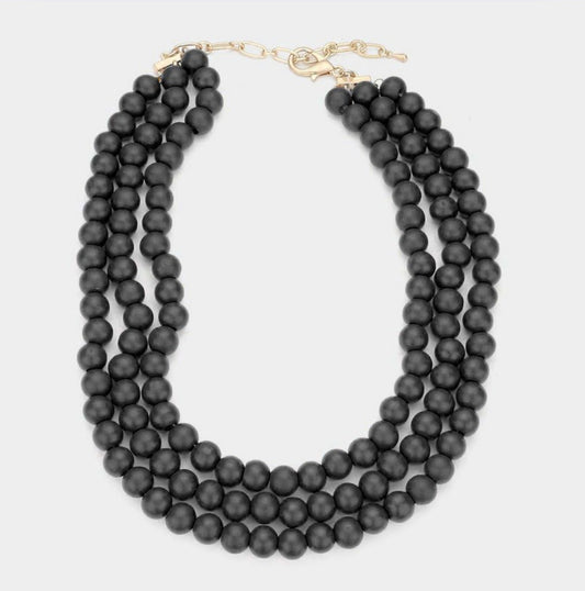 Touchdown Beaded Necklace (Black)